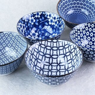 Schssel Set Blue & White, 5 Stck, 13,3 cm 