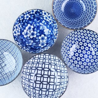 Schssel Set Blue & White, 5 Stck, 13,3 cm 