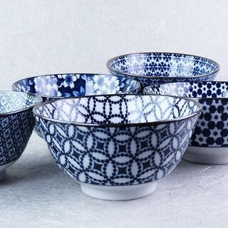 Schssel Set Blue & White, 5 Stck, 13,3 cm 