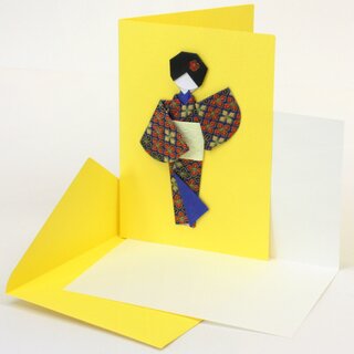 Grußkarte Kimono Die Heitere, gelb