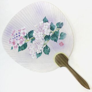 Blattfächer Uchiwa Ajisai 37,5 x 24 cm