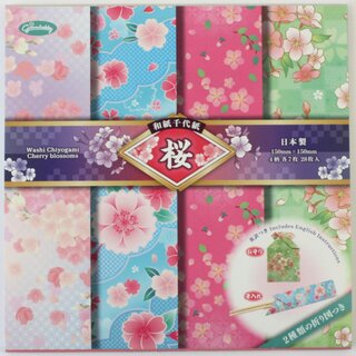 Washi Chiyogami Kirschblüten 15 cm